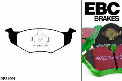 DP21064, Seat Arosa, 1.0 1997-2004, EBC Greenstuff remblokken set vooras, Voor modellen met VW remklauwen aan de vooras, Voor modellen met een remschijf diameter 239mm
