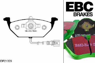 DP21329, Seat Ibiza (6J), 1.9 TDI 90 PK 2008-2010, EBC Greenstuff remblokken set vooras, Voor modellen met VW remklauwen aan de vooras, Voor modellen met een remschijf diameter 256mm