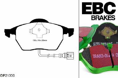 DP21330, Seat Toledo, 2.3 1999-2000, EBC Greenstuff remblokken set vooras, Voor modellen met ATE remklauwen aan de vooras, Voor modellen met een remschijf diameter 288mm