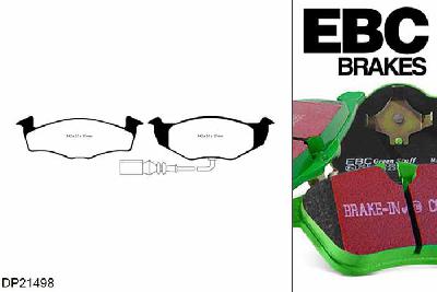 DP21498, Skoda Fabia (6Y), 1.2 54 PK 2001-2008, EBC Greenstuff remblokken set vooras, Voor modellen met een remschijf diameter 239mm