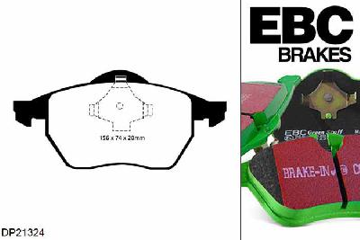 DP21324, Skoda Octavia (1U), 1.8 20v 125 PK 1996-2000, EBC Greenstuff remblokken set vooras, Voor modellen met ATE remklauwen aan de vooras, Voor modellen met een remschijf diameter 288mm