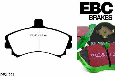 DP21564, Smart Forfour, 1.1 2004-2006, EBC Greenstuff remblokken set vooras, Voor modellen met een remschijf diameter 256mm