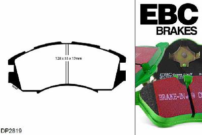 DP2819, Subaru Impreza, 1.8 1993-1997, EBC Greenstuff remblokken set vooras, Voor modellen met een remschijf diameter 242mm
