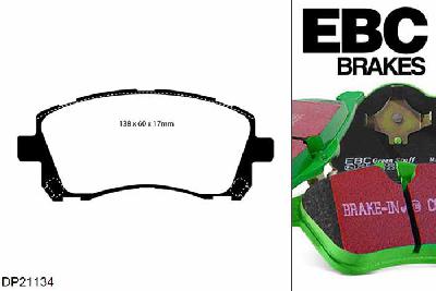 DP21134, Subaru Impreza, 2.0 2000-2002, EBC Greenstuff remblokken set vooras, Voor modellen met een remschijf diameter 277mm