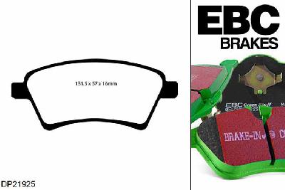 DP21925, Suzuki SX4, 1.6 2006-2009, EBC Greenstuff remblokken set vooras, Voor modellen met TRW remklauwen aan de vooras, Voor modellen met een remschijf diameter 280mm