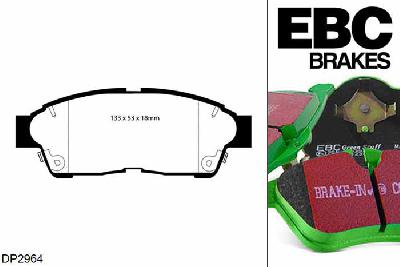 DP2964, Toyota Celica, 1.8 (AT200) 1995-1999, EBC Greenstuff remblokken set vooras, Voor modellen met Sumitomo remklauwen aan de vooras, Voor modellen met een remschijf diameter 255mm