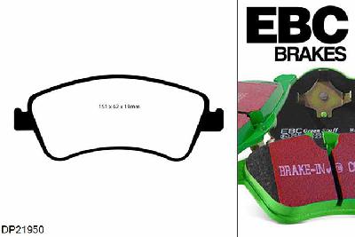 DP21950, Toyota Corolla, 2.0 TD 2007-2013, EBC Greenstuff remblokken set vooras, Voor modellen met Bosch remklauwen aan de vooras, Voor modellen met een remschijf diameter 295mm