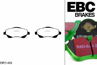 DP21499, Toyota Corolla Verso, 1.6 2004-2009, EBC Greenstuff remblokken set vooras, Voor modellen met Bosch remklauwen aan de vooras, Voor modellen met een remschijf diameter 295mm