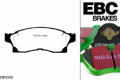 DP2936, Toyota MR2 Mk2, 2.0 (SW20) (-61690) 1990-1992, EBC Greenstuff remblokken set vooras, Voor modellen met een remschijf diameter 258mm