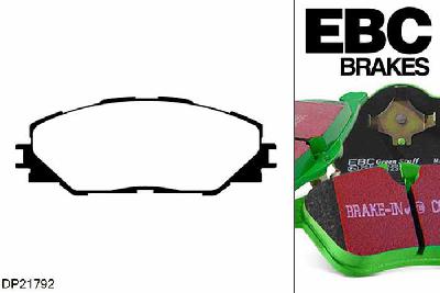 DP21792, Toyota Prius+, 1.8 hybrid (ZVW40) 2012-, EBC Greenstuff remblokken set vooras, Voor modellen met een remschijf diameter 296mm