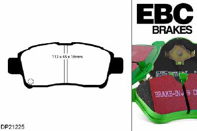 DP21225, Toyota Yaris, 1.4 D (NLP10) 1999-2003, EBC Greenstuff remblokken set vooras, Voor modellen met een remschijf diameter 235mm