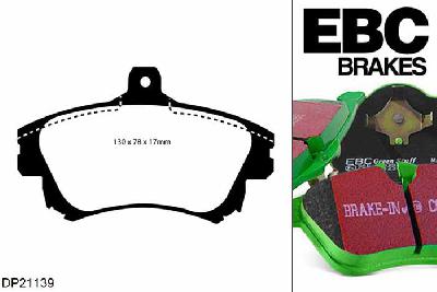 DP21139, Volvo S40, 1.6 1998-2004, EBC Greenstuff remblokken set vooras, Voor modellen met Girling/TRW remklauwen aan de vooras, Voor modellen met een remschijf diameter 280mm