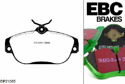 DP21095, Volvo S90, 2.9 1997-1998, EBC Greenstuff remblokken set vooras, Voor modellen met Girling/TRW remklauwen aan de vooras, Voor modellen met een remschijf diameter 280mm