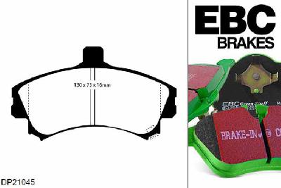 DP21045, Volvo V40, 2.0 1996-1998, EBC Greenstuff remblokken set vooras, Voor modellen met Girling/TRW remklauwen aan de vooras, Voor modellen met een remschijf diameter 256mm