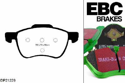 DP21229, Volvo V70 Mk2, 2.4 Turbo 2000-2007, EBC Greenstuff remblokken set vooras, Voor modellen met ATE remklauwen aan de vooras, Voor modellen met een remschijf diameter 286mm