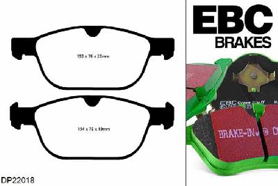 DP22018, Volvo XC60, 2.0 TD 190 PK 2015-2017, EBC Greenstuff remblokken set vooras, Voor modellen met ATE remklauwen aan de vooras, Voor modellen met een remschijf diameter 328mm