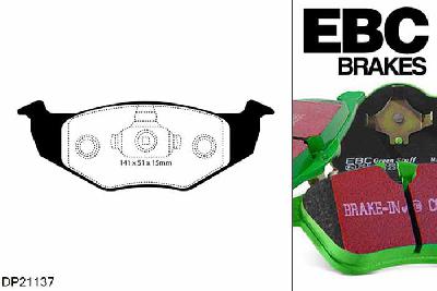 DP21137, VW Caddy Kombi, 1.4 2001-2004, EBC Greenstuff remblokken set vooras, Voor modellen met VW remklauwen aan de vooras, Voor modellen met een remschijf diameter 256mm