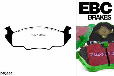 DP2366, VW Golf Mk1, 1.6 GTi 110 PK 1980-1981, EBC Greenstuff remblokken set vooras, Voor modellen met een remschijf diameter 239mm