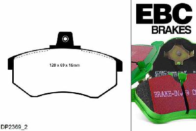 DP2369/2, VW Scirocco, 1.8 16v 1984-1989, EBC Greenstuff remblokken set vooras, Voor modellen met Girling/TRW remklauwen aan de vooras, Voor modellen met een remschijf diameter 256mm