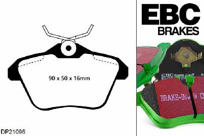 DP21096, Alfa Romeo 166, 2.0 Turbo 1998-2003, EBC Greenstuff remblokken set achteras, Voor modellen met Girling/TRW remklauwen aan de achteras, Voor modellen met remschijf diameter van 276mm aan de achteras