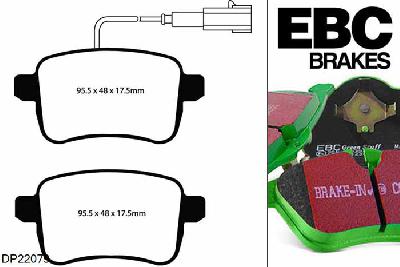 DP22079, Alfa Romeo Giulietta (940), 2.0 TD 140 PK 2010-, EBC Greenstuff remblokken set achteras, Voor modellen met remschijf diameter van 264mm aan de achteras