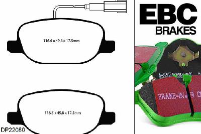 DP22080, Alfa Romeo Giulietta (940), 2.0 TD 175 PK 2014-, EBC Greenstuff remblokken set achteras, Voor modellen met remschijf diameter van 278mm aan de achteras