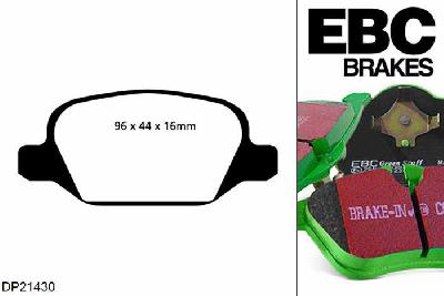 DP21430, Alfa Romeo GT, 1.75 140 PK 2004-2010, EBC Greenstuff remblokken set achteras, Voor modellen met TRW remklauwen aan de achteras, Voor modellen met remschijf diameter van 276mm aan de achteras