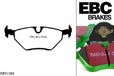 DP21289, BMW 3 Series (E46), 318 i (2.0) Compact 2001-2005, EBC Greenstuff remblokken set achteras, Voor modellen met ATE remklauwen aan de achteras, Voor modellen met remschijf diameter van 275mm aan de achteras