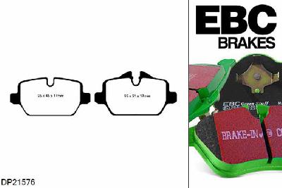 DP21576, BMW 3 Series (E90) Sedan, 318 i (2.0) 2005-2007, EBC Greenstuff remblokken set achteras, Voor modellen met TRW remklauwen aan de achteras, Voor modellen met remschijf diameter van 296mm aan de achteras