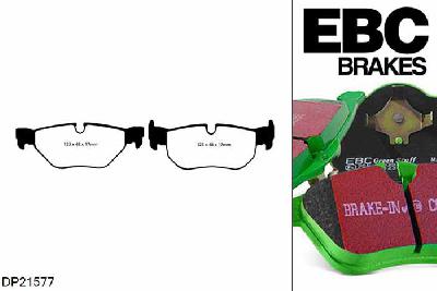 DP21577, BMW 3 Series X (4WD) (E92), 325IX (3.0) 2007-2008, EBC Greenstuff remblokken set achteras, Voor modellen met ATE remklauwen aan de achteras, Voor modellen met remschijf diameter van 336mm aan de achteras