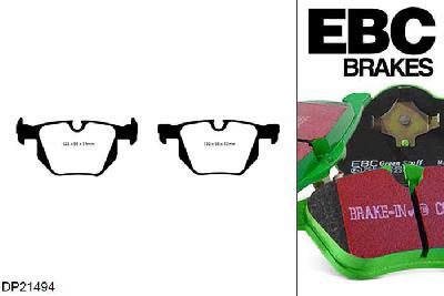 DP21494, BMW 5 Series xDrive (E61), 525 d (3.0 TD) 2008-2010, EBC Greenstuff remblokken set achteras, Voor modellen met ATE remklauwen aan de achteras, Voor modellen met remschijf diameter van 320mm aan de achteras