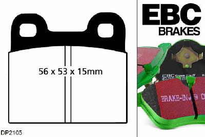 DP2105, BMW 6 Series (E24), 630 (3.0) 1976-1979, EBC Greenstuff remblokken set achteras, Voor modellen met ATE remklauwen aan de achteras, Voor modellen met remschijf diameter van 272mm aan de achteras