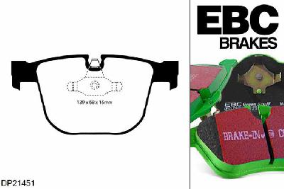DP21451, BMW 7 Series (E66), 740 (3.9 TD) 2005-2008, EBC Greenstuff remblokken set achteras, Voor modellen met ATE remklauwen aan de achteras, Voor modellen met remschijf diameter van 345mm aan de achteras