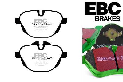 DP62047, BMW X4, 3.0 TD (30d) 258 PK 2014-, EBC Greenstuff remblokken set achteras, Voor modellen met TRW remklauwen aan de achteras, Voor modellen met remschijf diameter van 330mm aan de achteras