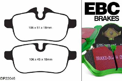 DP22046, BMW Z4, 2.0 Turbo (E89) (20) 184 PK 2011-2016, EBC Greenstuff remblokken set achteras, Voor modellen met TRW remklauwen aan de achteras, Voor modellen met remschijf diameter van 300mm aan de achteras