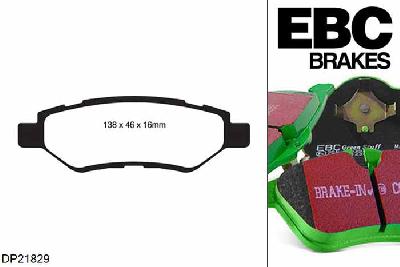 DP21829, Chevrolet Camaro (5th Gen), 3.6 2009-2015, EBC Greenstuff remblokken set achteras, Voor modellen met remschijf diameter van 315mm aan de achteras