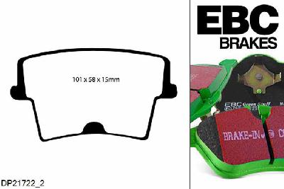 DP21722/2, Chrysler 300C, 3.0 TD 2006-2011, EBC Greenstuff remblokken set achteras, Voor modellen met remschijf diameter van 320mm aan de achteras