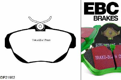 DP21962, Citroen C6, 3.0 2005-2009, EBC Greenstuff remblokken set achteras, Voor modellen met remschijf diameter van 302mm aan de achteras