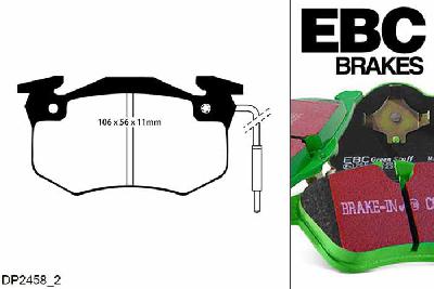 DP2458/2, Citroen Xsara Estate, 1.8 16v 1998-2000, EBC Greenstuff remblokken set achteras, Voor modellen met Bendix remklauwen aan de achteras, Voor modellen met remschijf diameter van 248mm aan de achteras