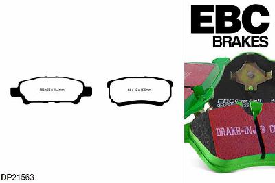 DP21563, Dodge Caliber, 2.0 2006-2011, EBC Greenstuff remblokken set achteras, Voor modellen met remschijf diameter van 262mm aan de achteras