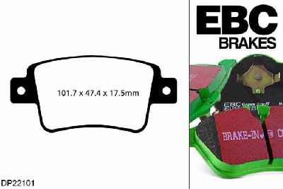 DP22101, Fiat Punto, 0.9 Turbo 2012-, EBC Greenstuff remblokken set achteras, Voor modellen met remschijf diameter van 264mm aan de achteras