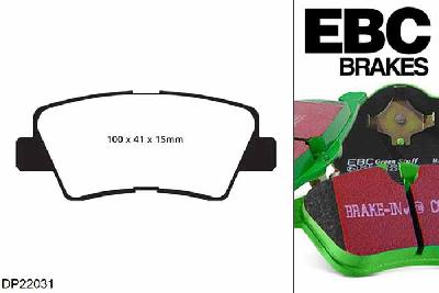 DP22031, Hyundai i-40, 2.0 2011-, EBC Greenstuff remblokken set achteras, Voor modellen met remschijf diameter van 300mm aan de achteras