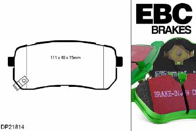 DP21814, Kia Carnival, 2.7 2006-2012, EBC Greenstuff remblokken set achteras, Voor modellen met remschijf diameter van 323mm aan de achteras
