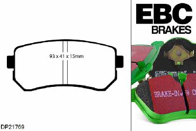 DP21769, Kia Pro-Cee'd, 1.6 2008-2012, EBC Greenstuff remblokken set achteras, Voor modellen met remschijf diameter van 262mm aan de achteras