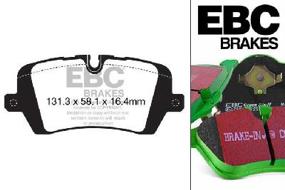 DP62161, Land Rover Range Rover Sport (L494), 2.0 TD 240 PK 2015-, EBC Greenstuff remblokken set achteras, Voor modellen met TRW remklauwen aan de achteras, Voor modellen met remschijf diameter van 350mm aan de achteras