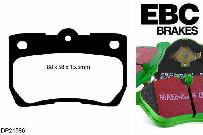DP21586, Lexus GS300, 3.0 2005-2012, EBC Greenstuff remblokken set achteras, Voor modellen met remschijf diameter van 310mm aan de achteras