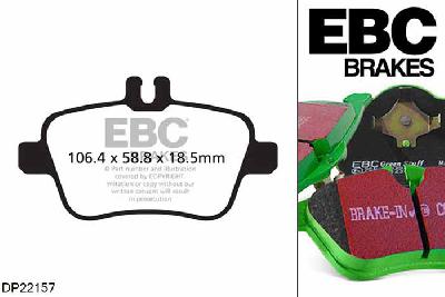 DP22157, Mercedes B-Class (W246), B220 (2.0 Turbo) 2013-, EBC Greenstuff remblokken set achteras, Voor modellen met remschijf diameter van 295mm aan de achteras