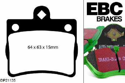 DP21135, Mercedes C-Class (W202), C230 1996-2000, EBC Greenstuff remblokken set achteras, Voor modellen met remschijf diameter van 258mm aan de achteras