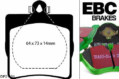 DP21191, Mercedes C-Class Coupe (CL203), C200 K 2001-2008, EBC Greenstuff remblokken set achteras, Voor modellen met ATE remklauwen aan de achteras, Voor modellen met remschijf diameter van 278mm aan de achteras