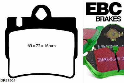DP21364, Mercedes CL-Class (C215), CL500 (5.0) 325 PK 1999-2002, EBC Greenstuff remblokken set achteras, Voor modellen met remschijf diameter van 300mm aan de achteras